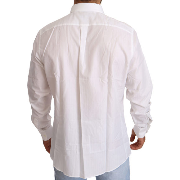 Dolce & Gabbana White Cotton Slim Fit Men MARTINI Shirt - Picture 3 of 4